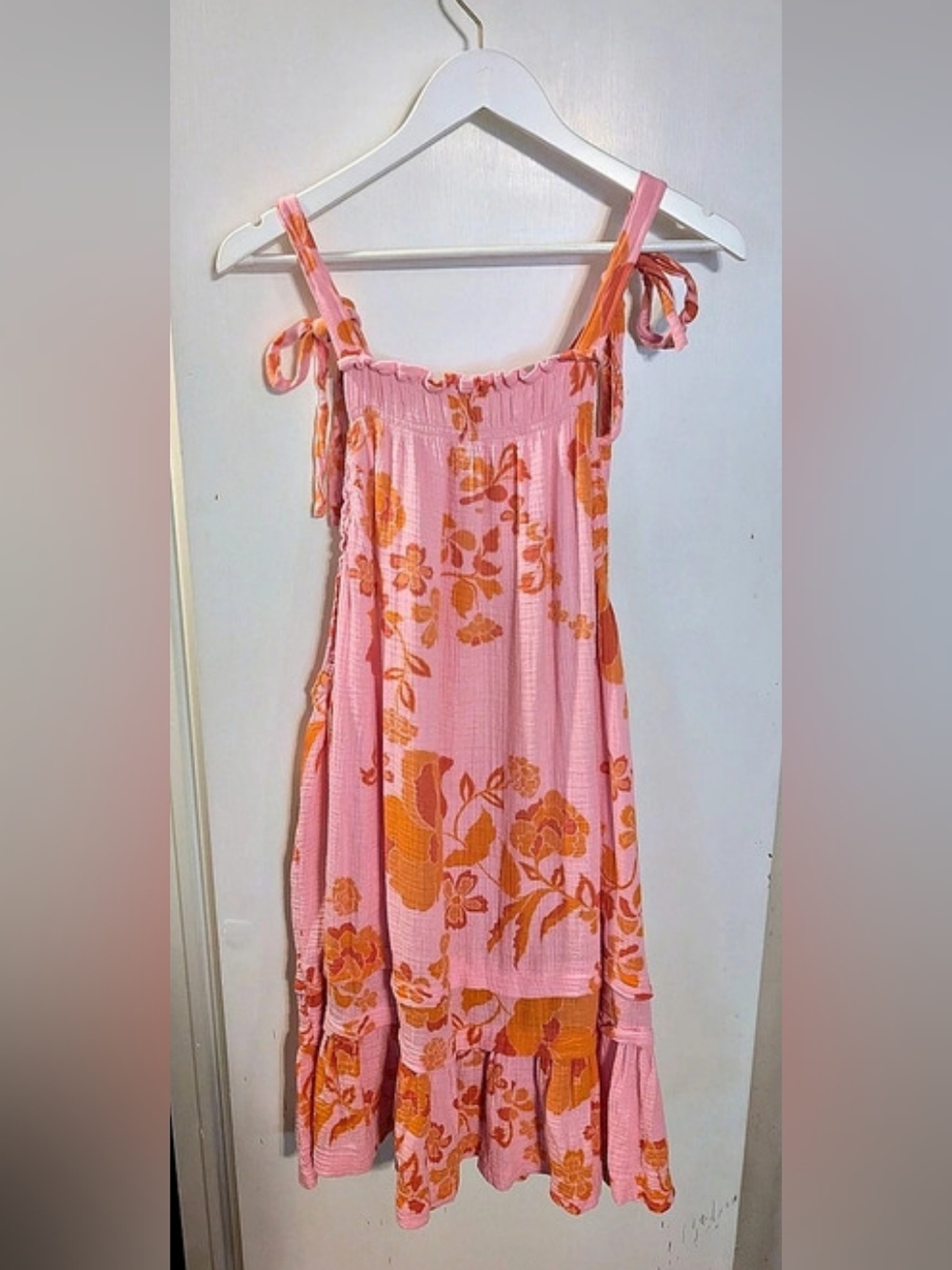 Free People Fleur 🪷 Printed Tunic Top Dress Pink & Orange XL